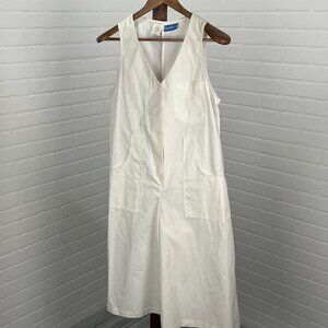 Bob Evans Romper Women 8 White Embroidered Jumpsuit Wide Leg‎ Midi Uniform VTG